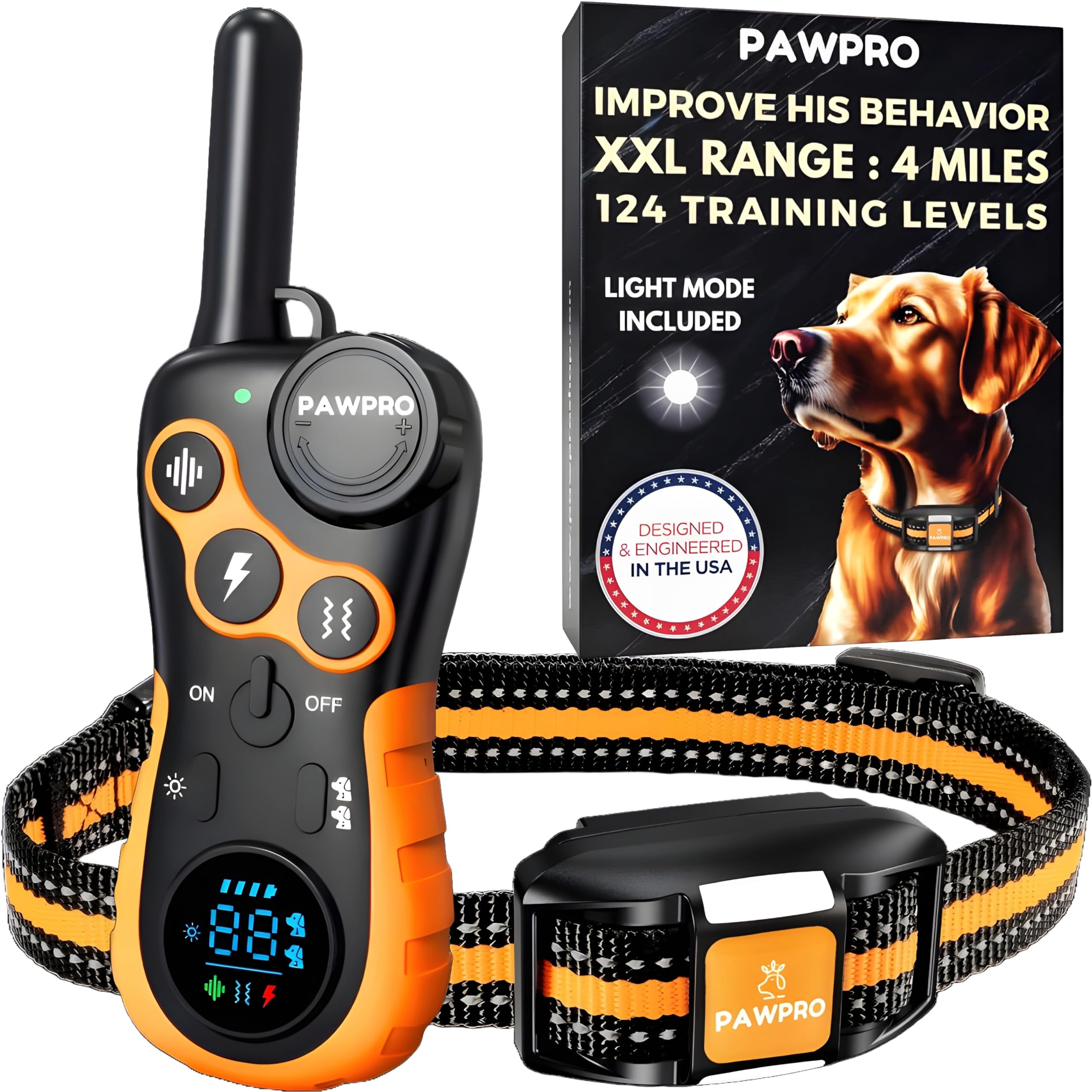 PAWPRO collier face avant montrant design et boutons et facile à utiliser