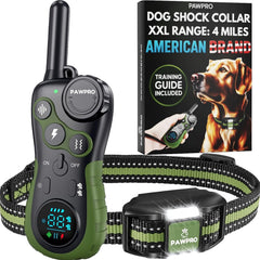 PAWPRO emballage avant montrant portée et modes, bénéfice contrôle longue distance