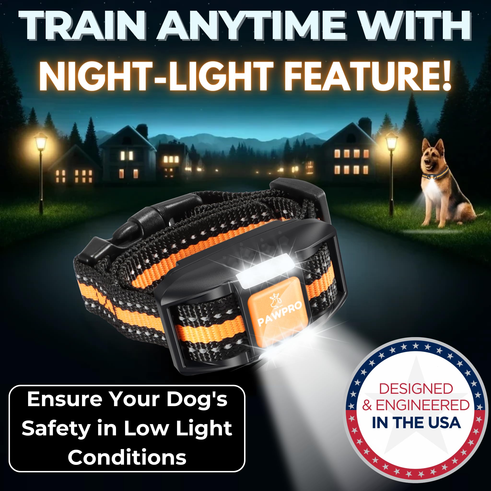 PAWPRO mode LED visible la nuit pour repérer le chien en balade