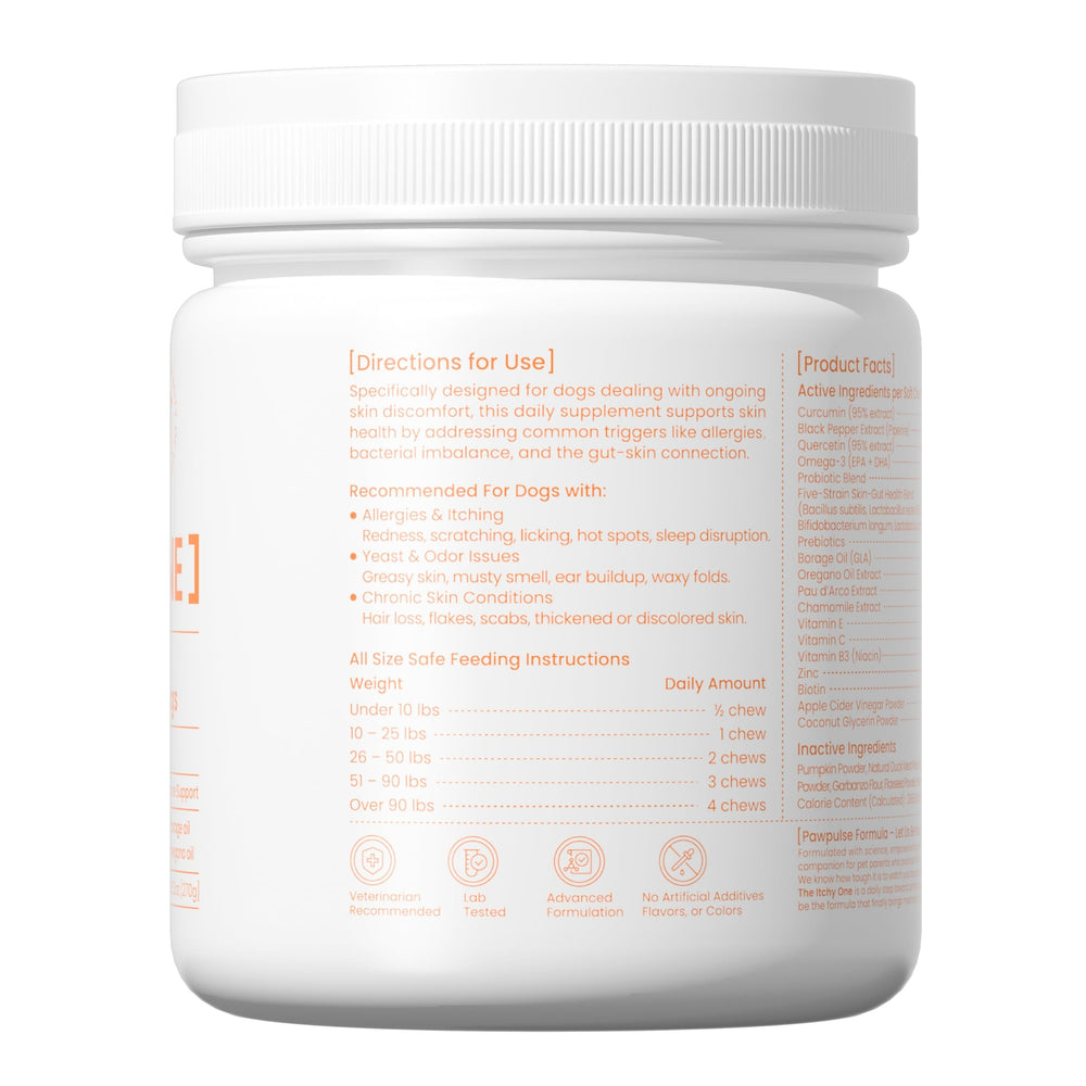 PAWPULSE FORMULA étiquette nutritionnelle lisible indiquant probiotiques et oméga‑3