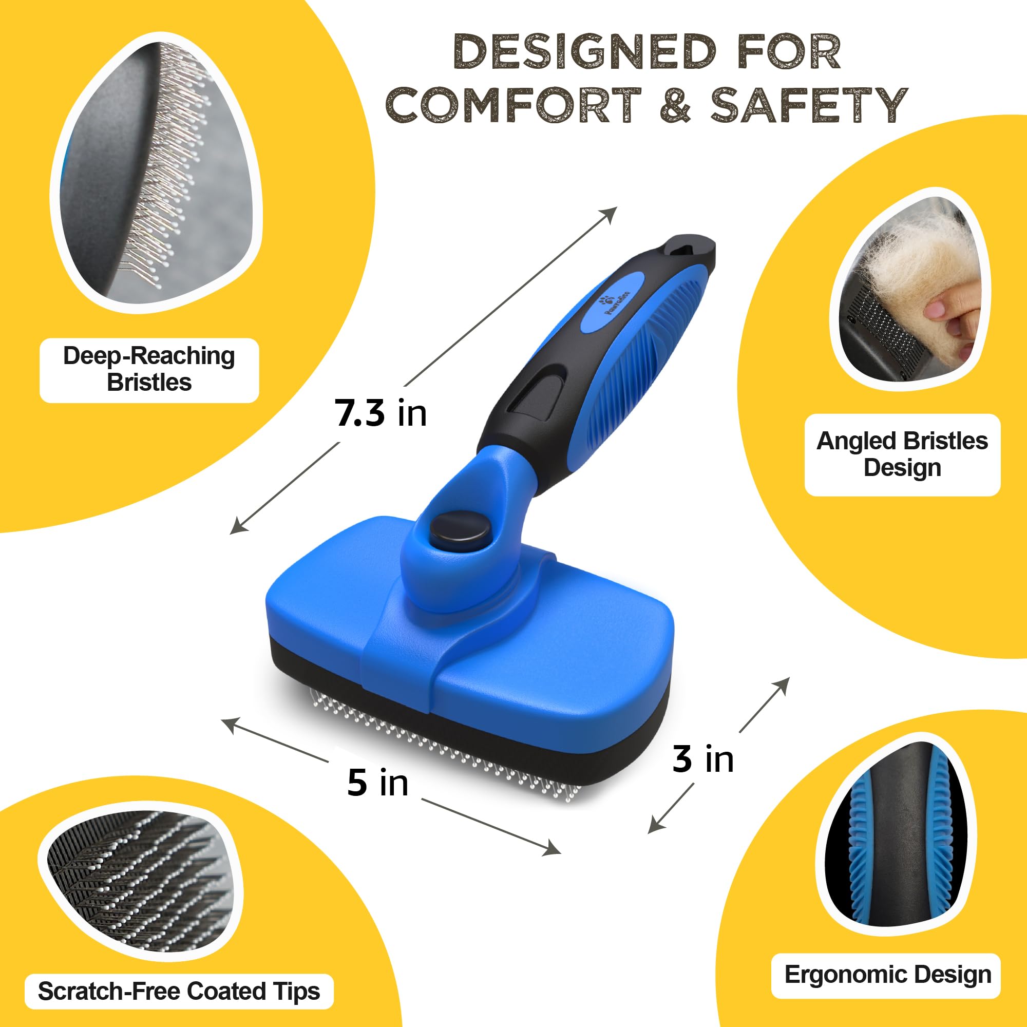 Pawradise brosse taille à l'échelle de la main pour transport facile