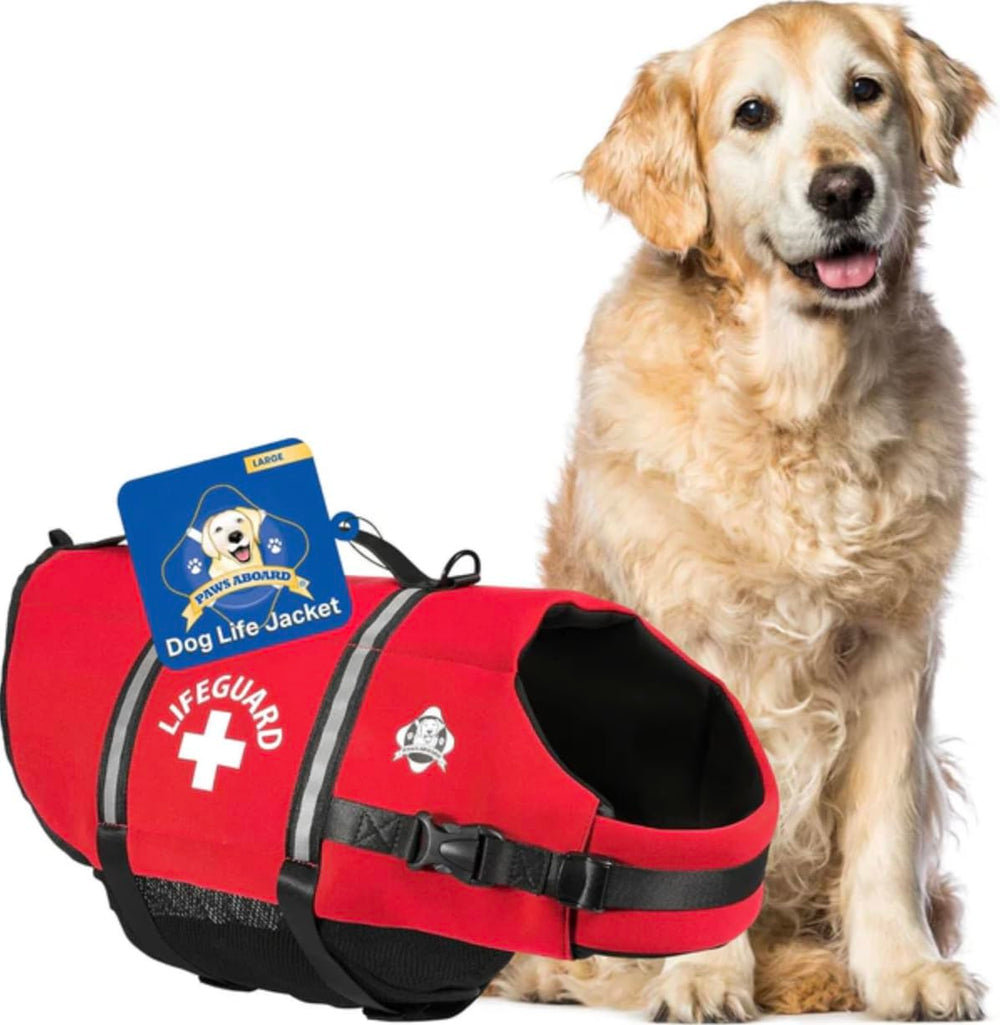 Paws Aboard vue avant du gilet rouge montrant coupe ajustée et sécurité