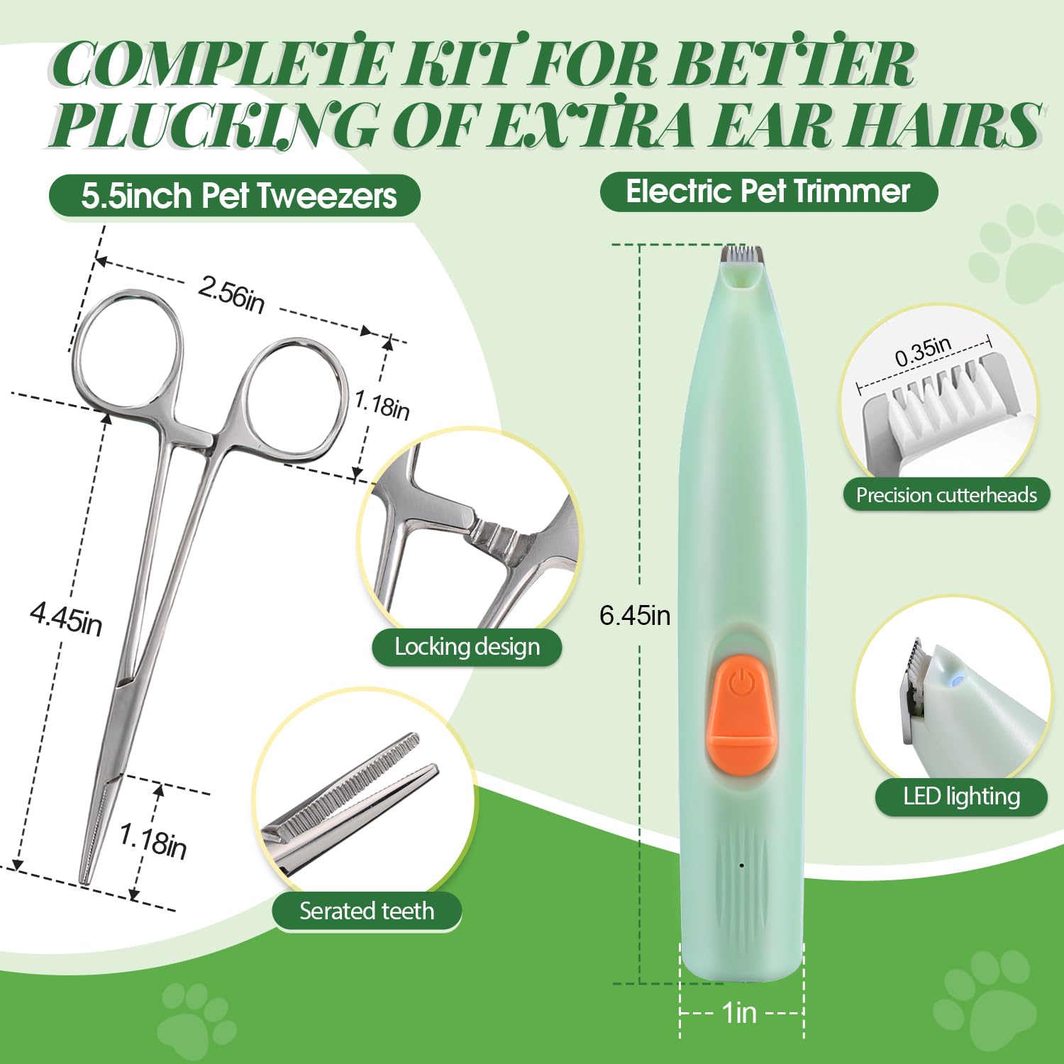 Pawsitive Vibes ensemble complet sur fond blanc présentant tous les outils inclus pour l'entretien