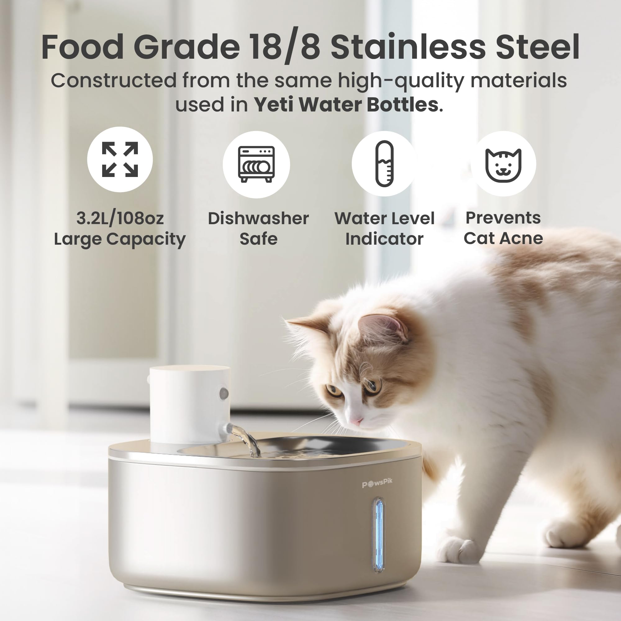 PawsPik BOSS-01 vue de profil avec large réservoir pour moins de remplissages