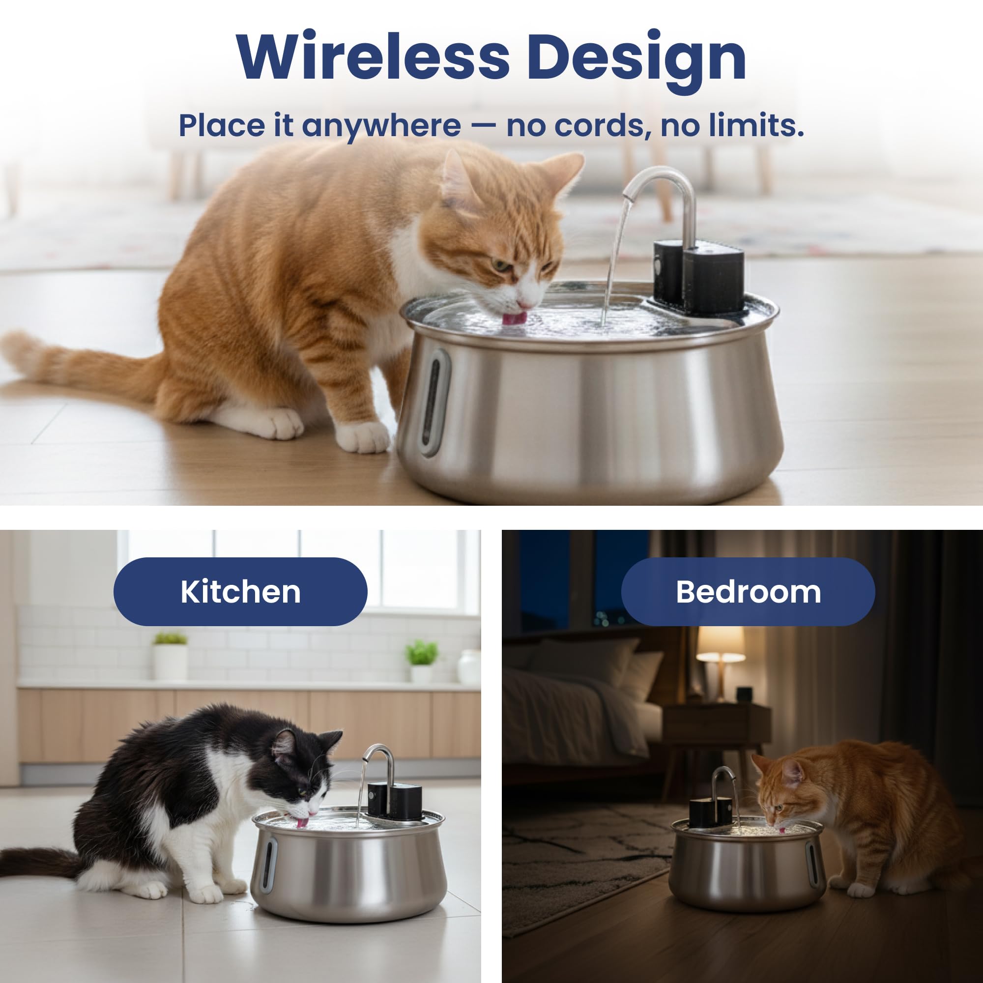 PawsPik filtre intégré gros plan purifie l'eau et retient poils