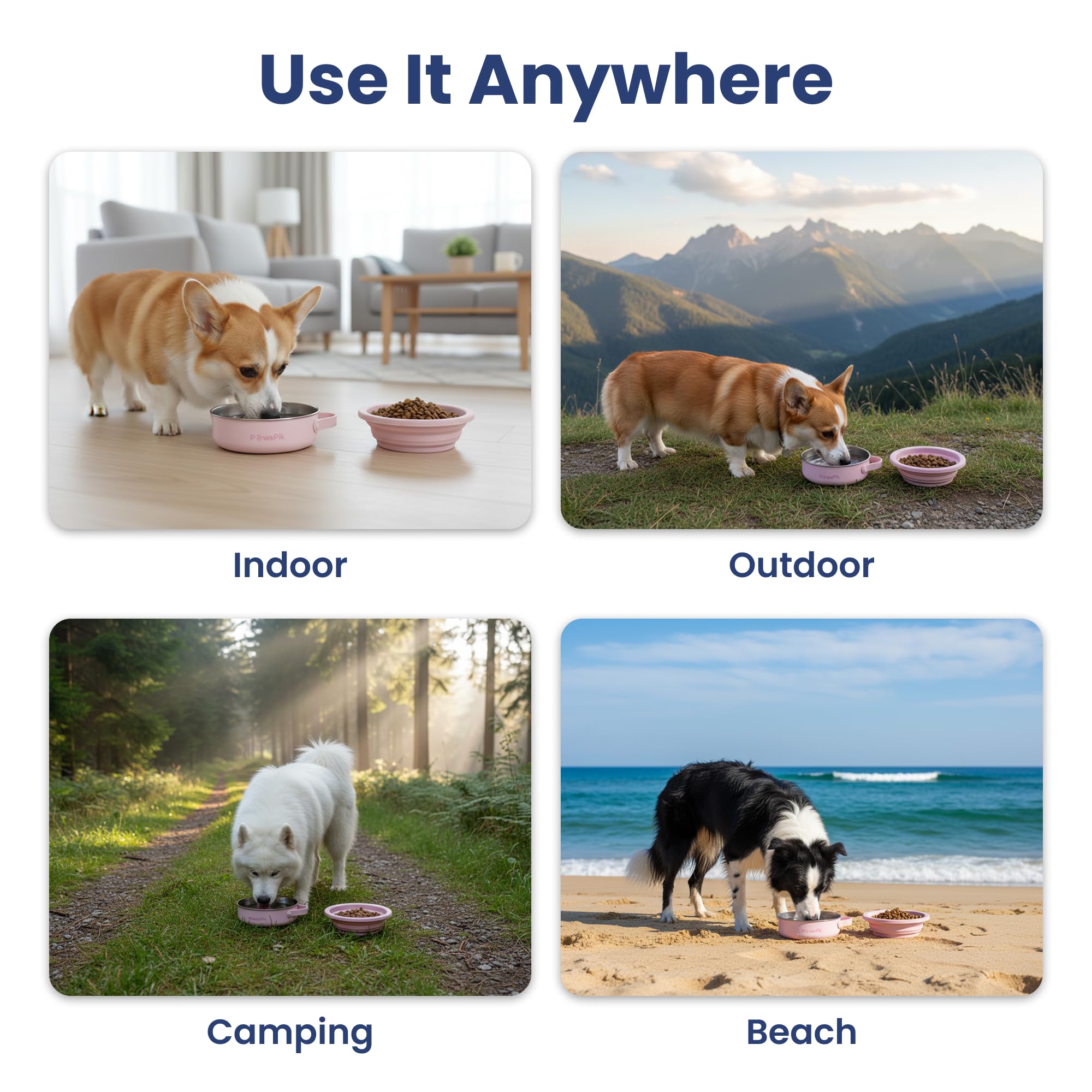 PawsPik gamelle à côté d'un sac à dos pour taille et portabilité
