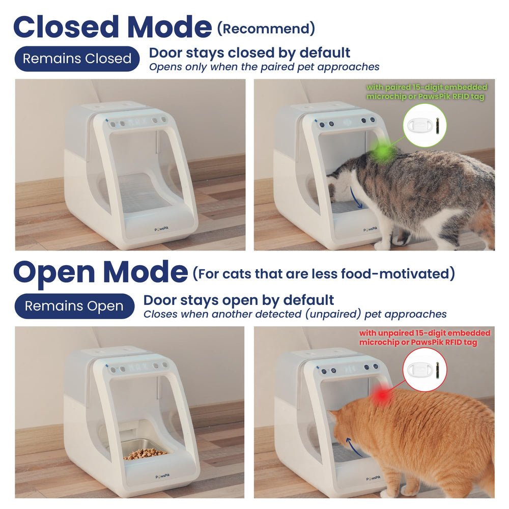 PawsPik chat utilisant le distributeur pour un repas contrôlé et sans vol
