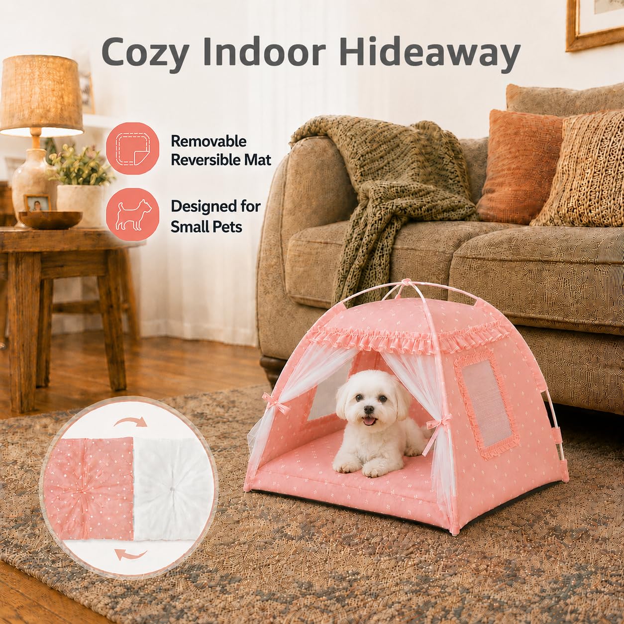 pawstrip gros plan tissu fleuri et volants pour aspect princesse confortable