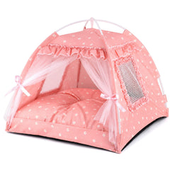 pawstrip tente Pink Princess vue de face montrant l'entrée accueillante