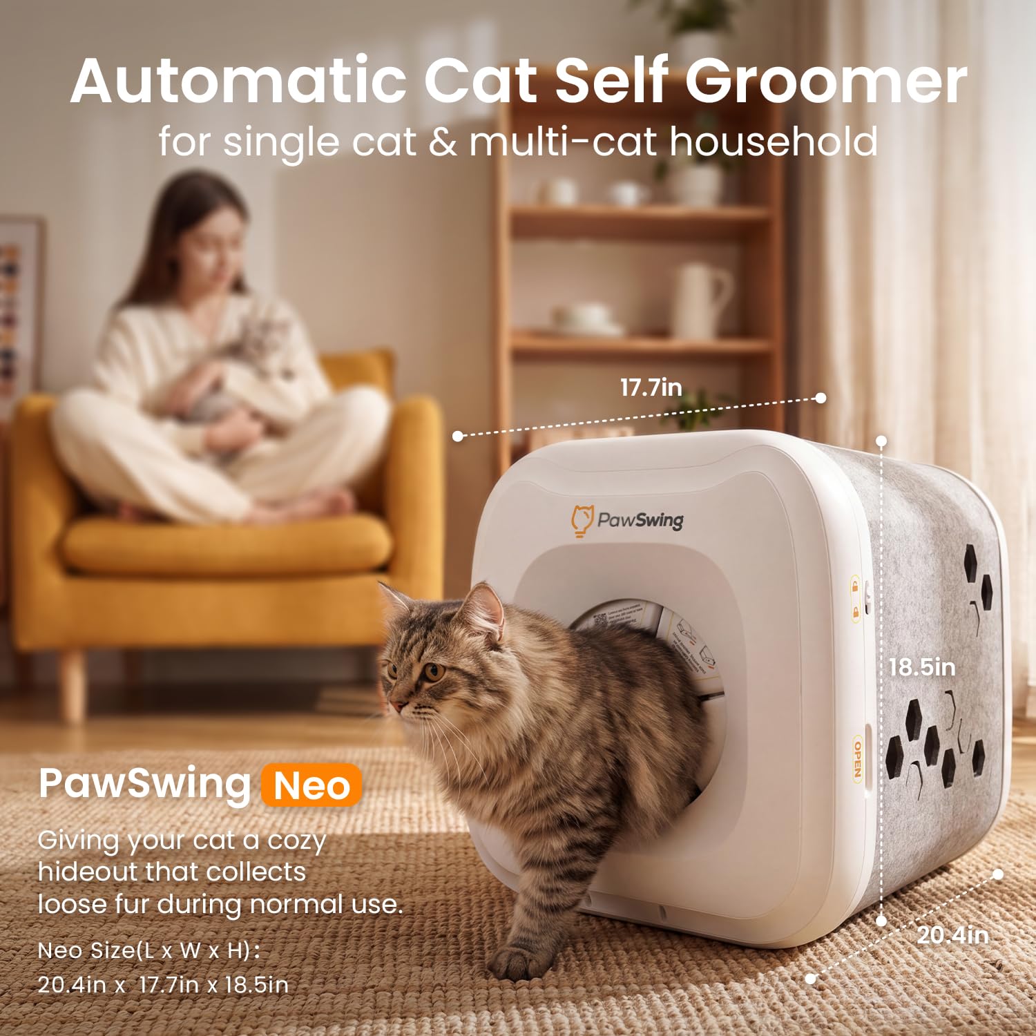 PawSwing Neo intérieur en feutre collecteur retenant efficacement les poils