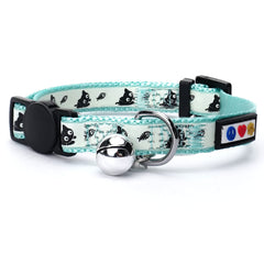 Pawtitas collier teal face avant montrant le design et la bande phosphorescente
