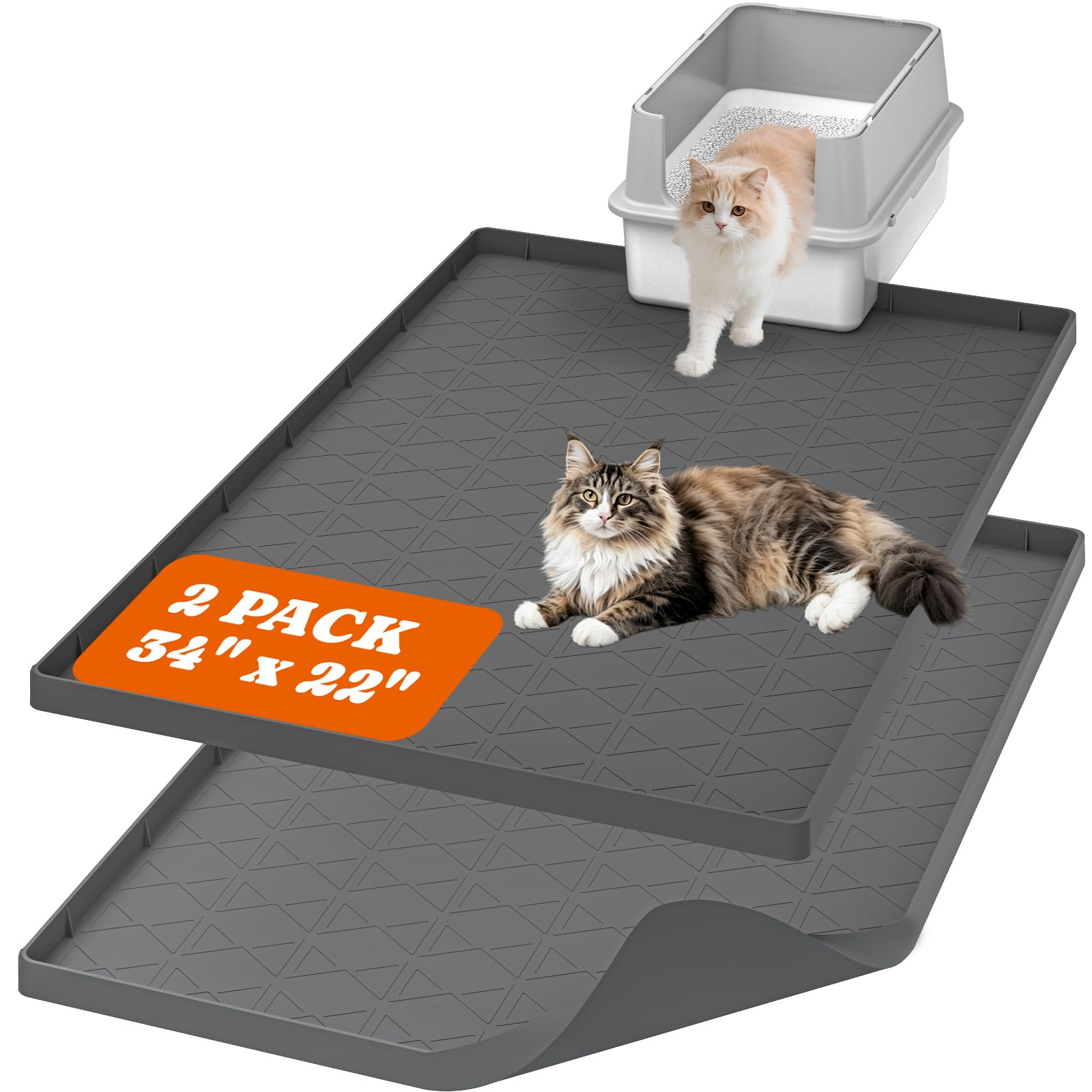 Pawtners vue de face du tapis litière montrant couverture et finition, réduit la litière