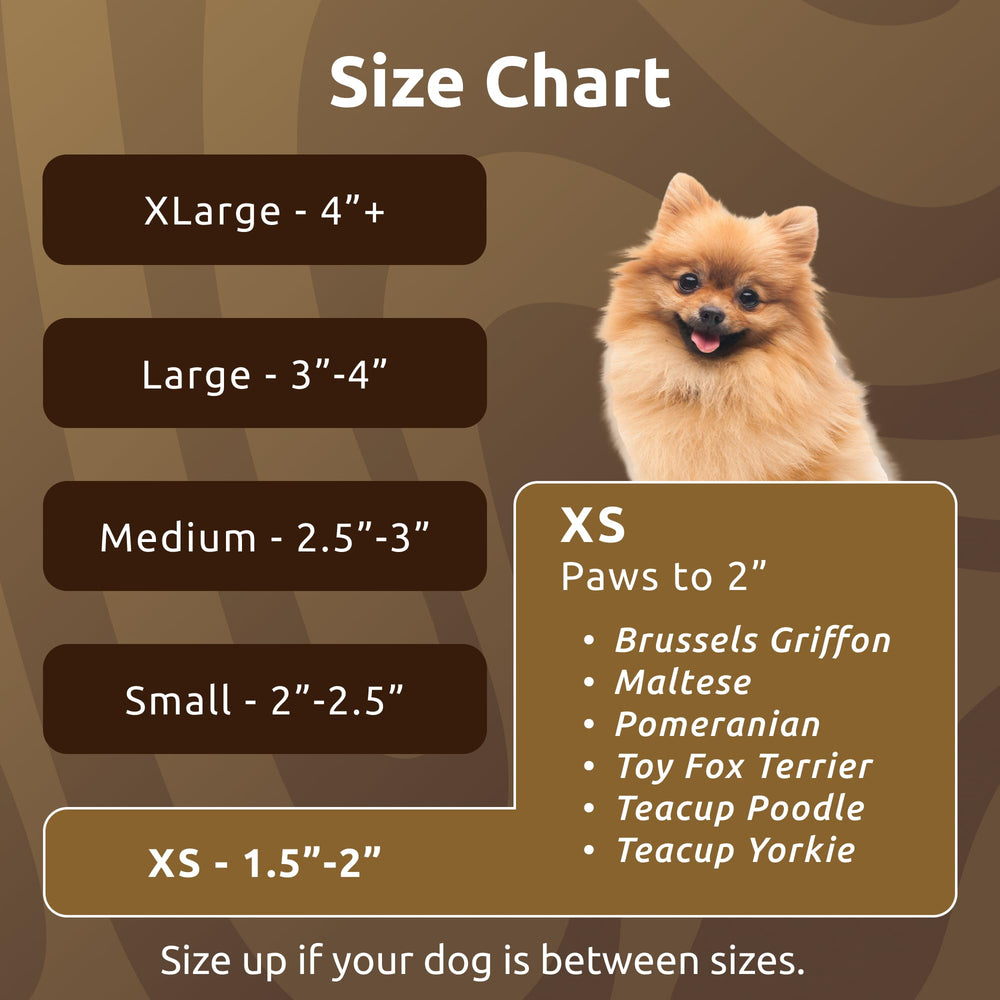 PawZ comparaison de taille montrant sélection selon largeur de patte