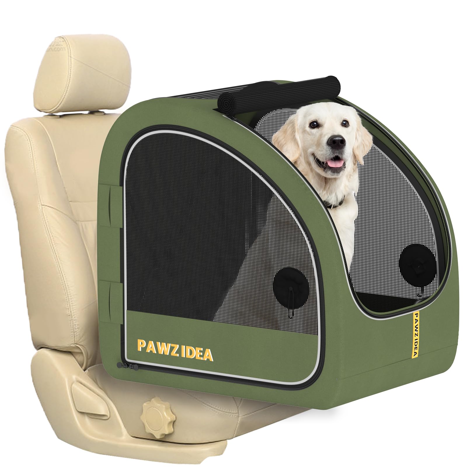 PAWZIDEA cage face ouverte montrant espace intérieur et confort