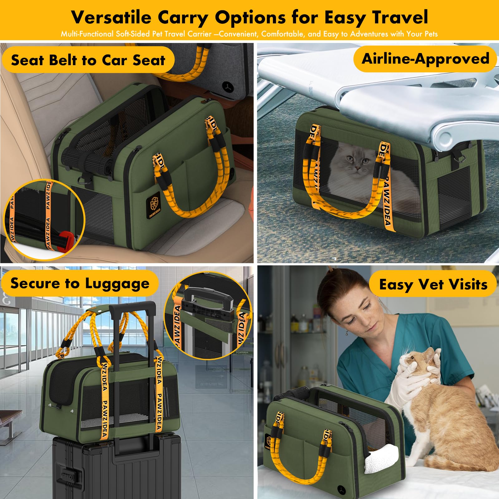 PAWZIDEA poches latérales et sortie pour sac pratiques en voyage