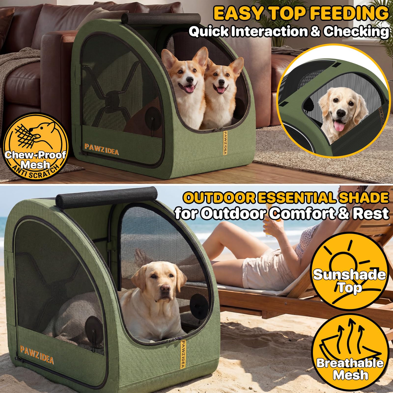 PAWZIDEA poches latérales pour rangement de friandises et accessoires