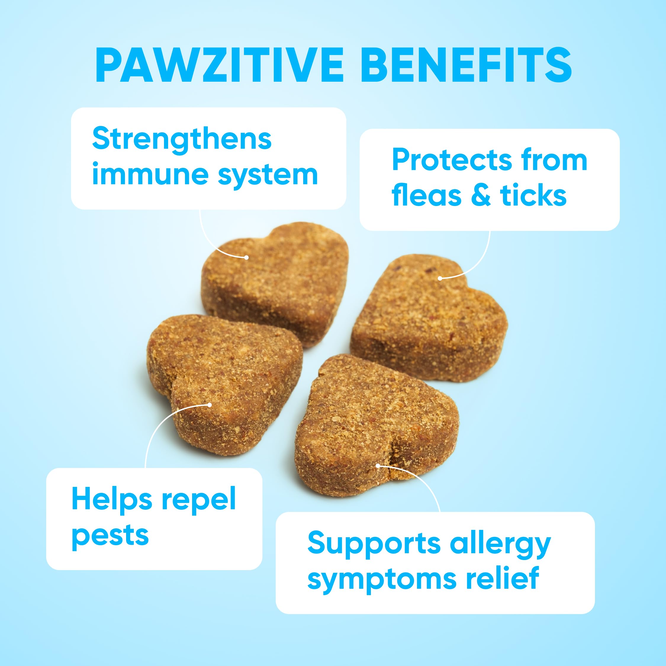 Main tenant une bouchée Pawzitive Pets illustrant la taille conviviale pour donner facilement