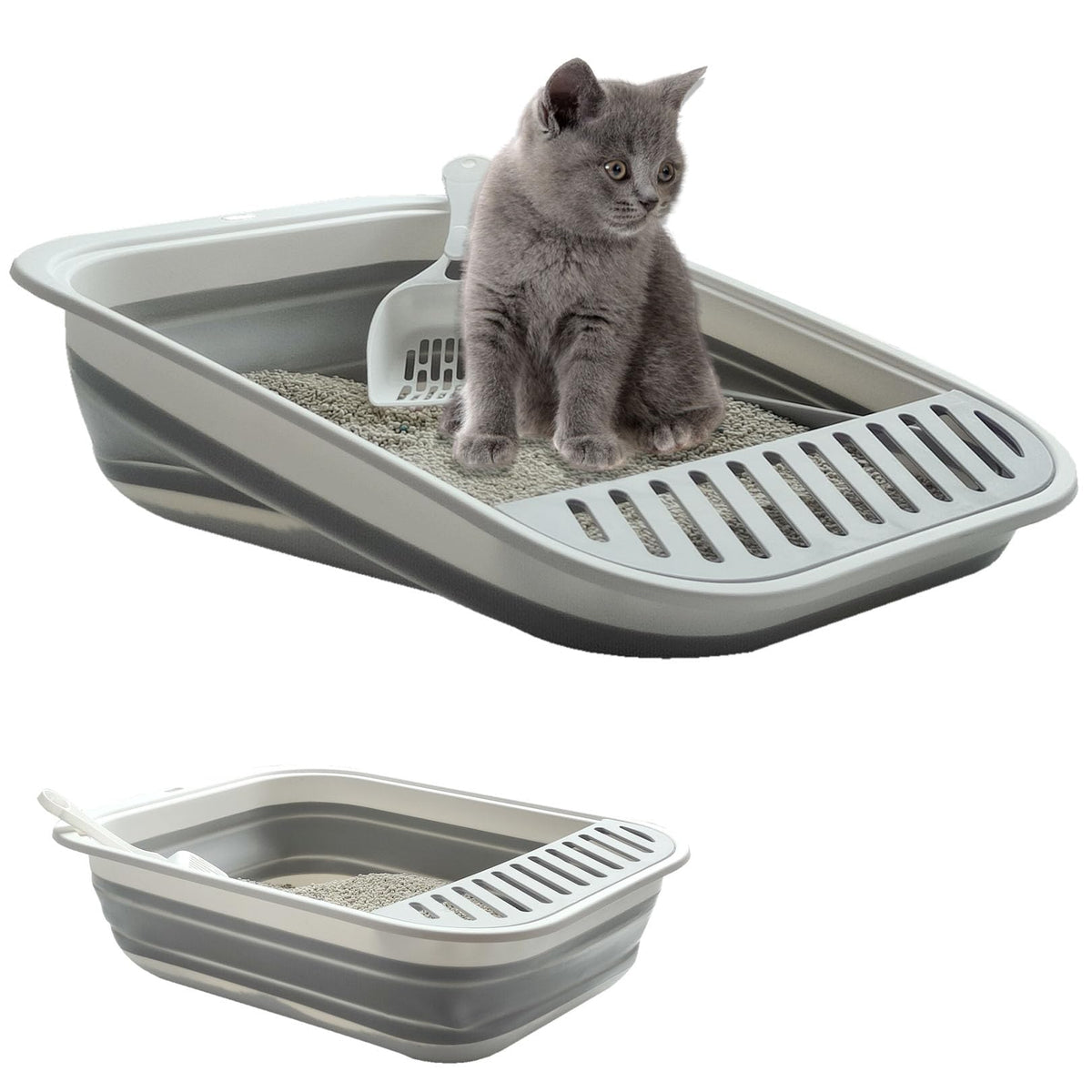 Paxlkuao vue avant du bac à litière, pratique pour entraînement chaton