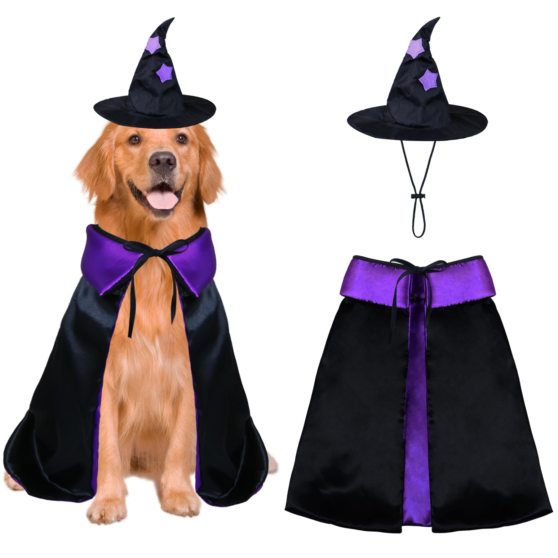 PAYHTOW costume sorcière pour chien vue de face, rendu adorable et sécurisé