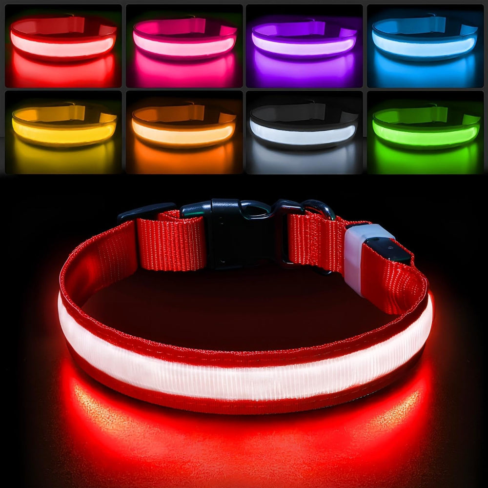 PcEoTllar collier rouge face avant visible pour sécurité nocturne