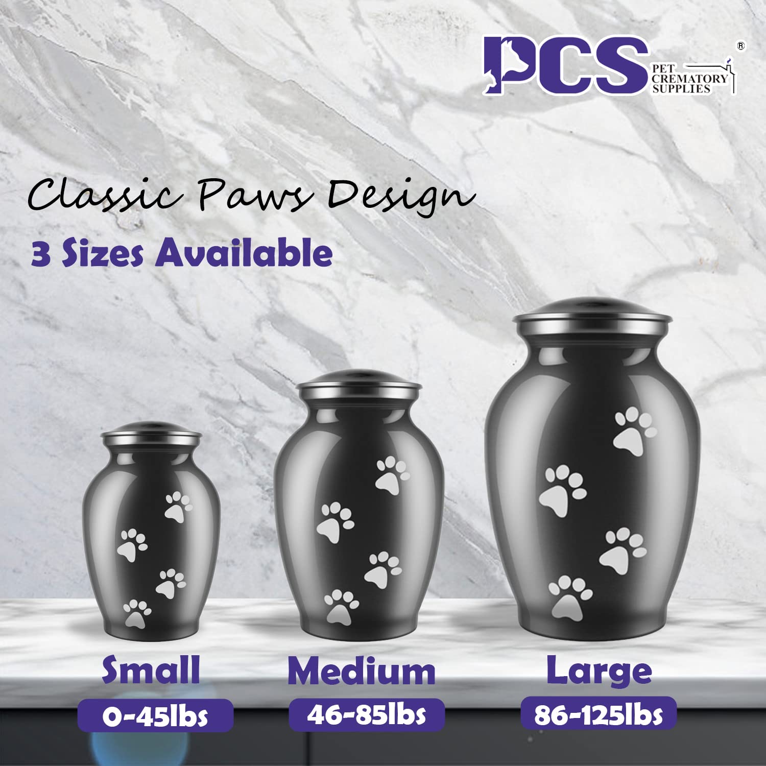 PCS PET CREMATORY SUPPLIES comparaison d'échelle, choisir la taille adaptée facilement