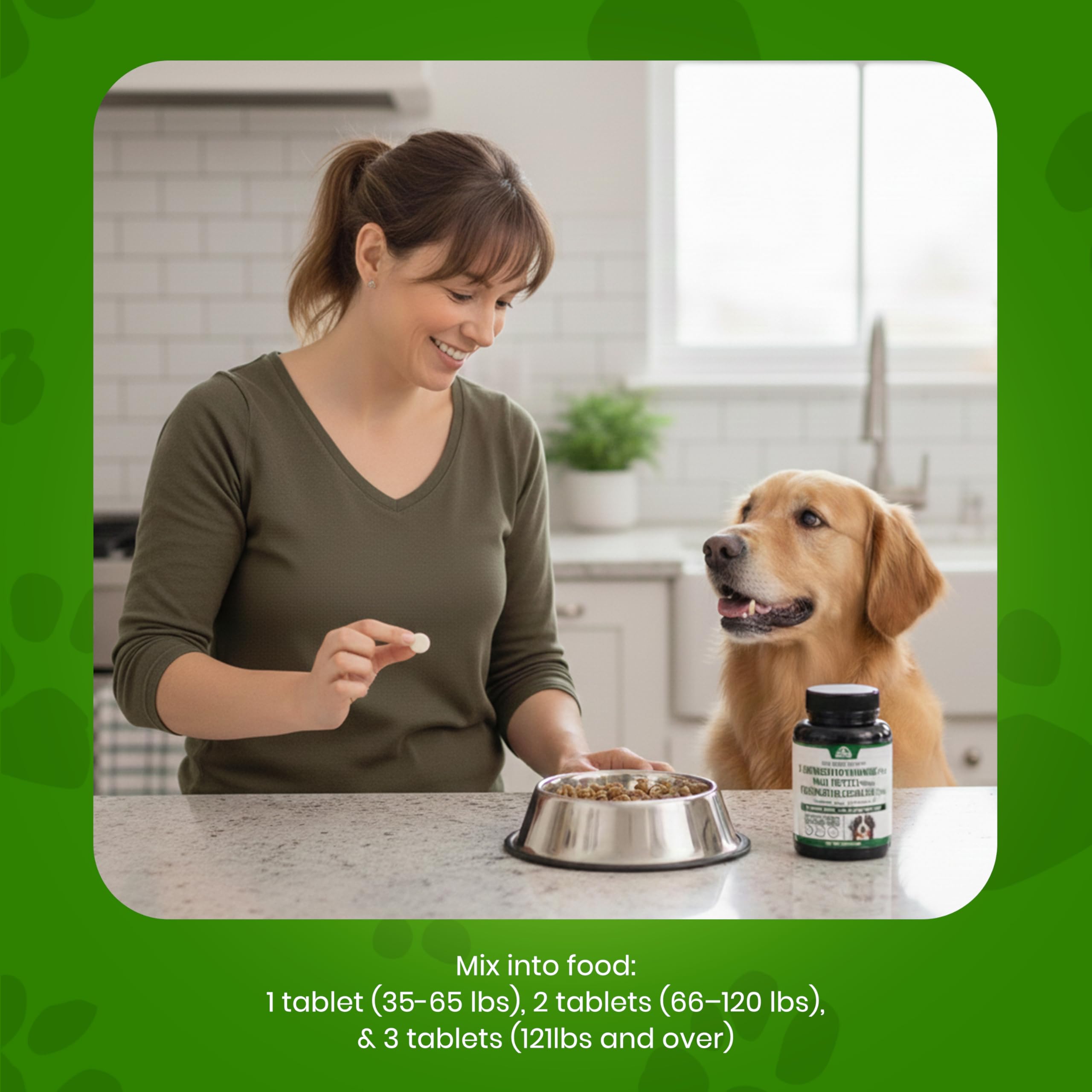 Peak Pets comprimé à côté d’un chien grand pour comparaison taille