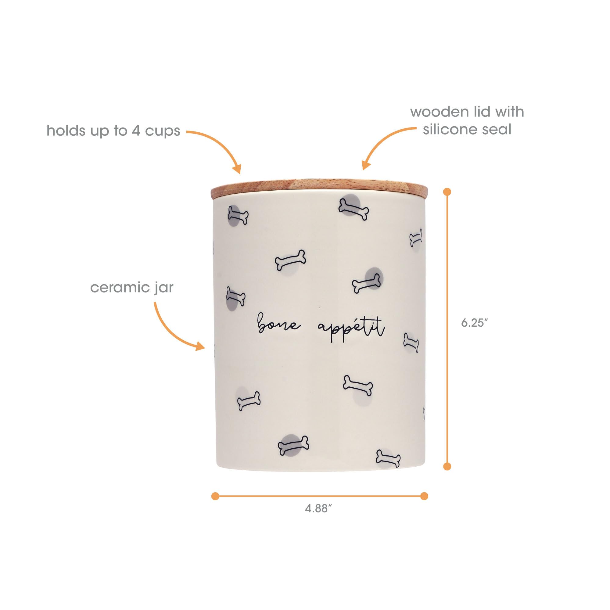 Pearhead intérieur montrant capacité 4 tasses pour friandises