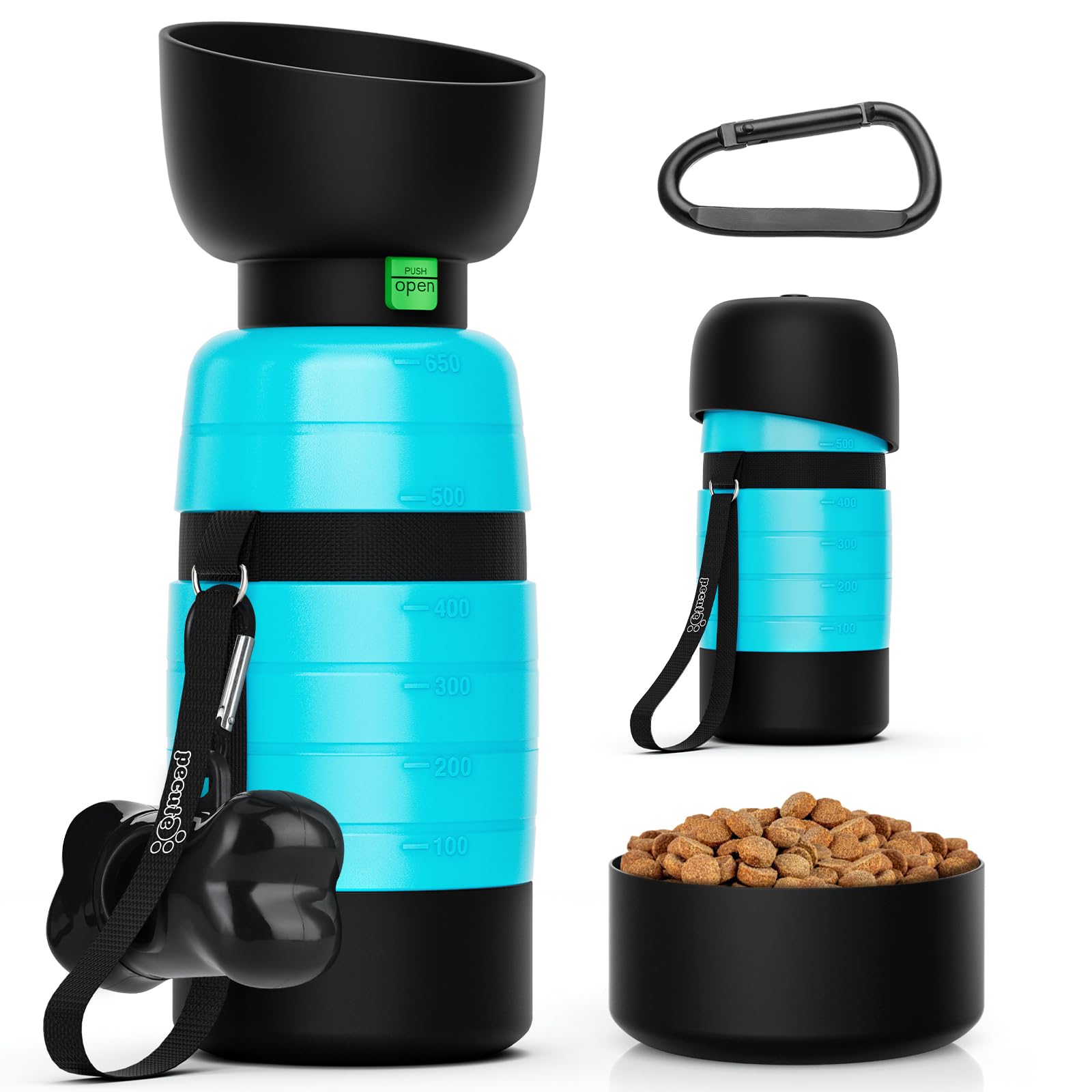 Pecute bouteille vue de face montrant le réservoir 650 ml pour hydratation pratique