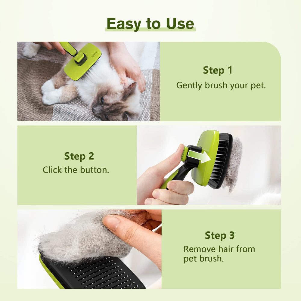 Pecute brosse en action sur un chat montrant un massage apaisant et retrait des poils