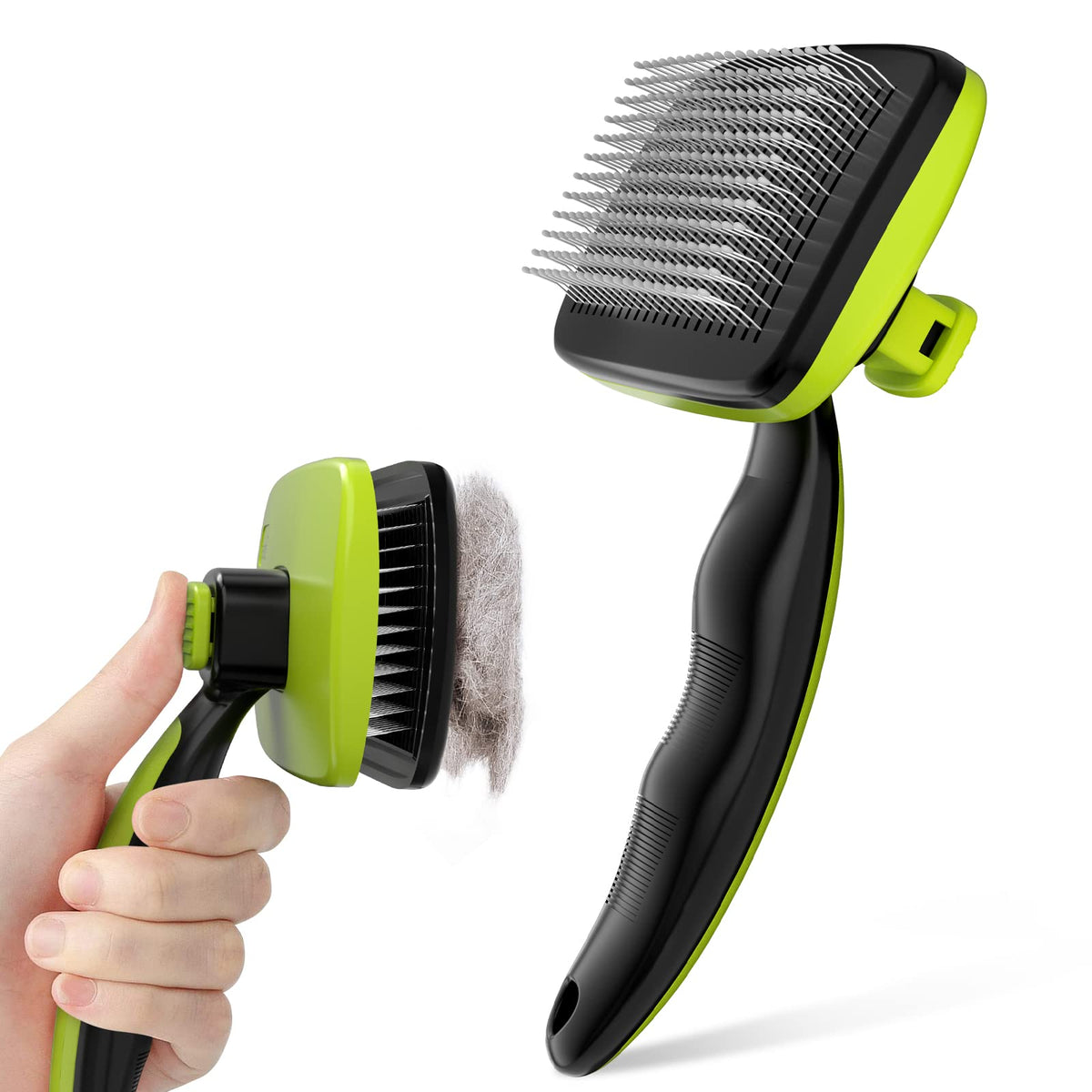 Pecute face avant montrant la brosse et le design compact, facilite le rangement