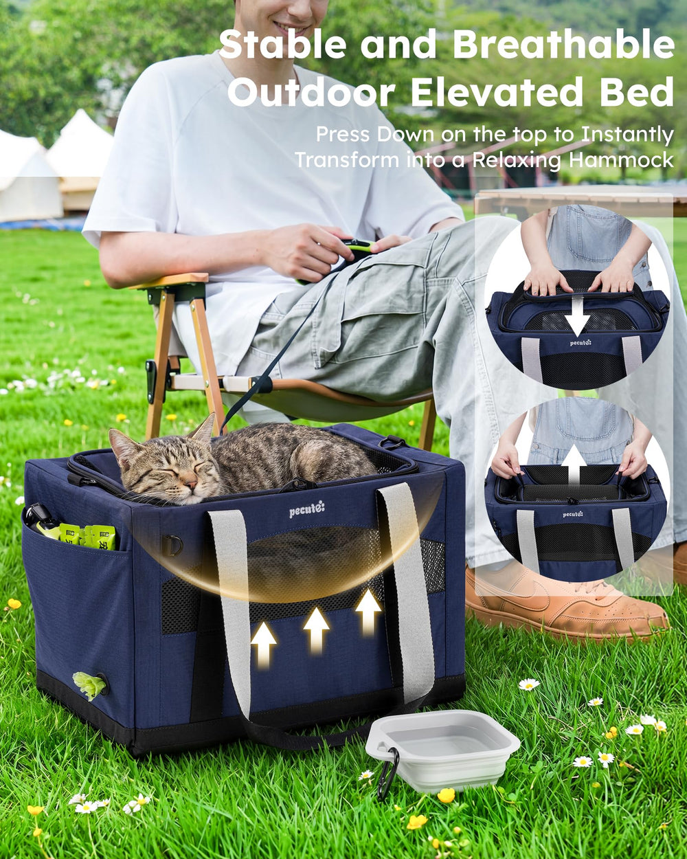 Pecute transformé en hamac extérieur offrant repos confortable