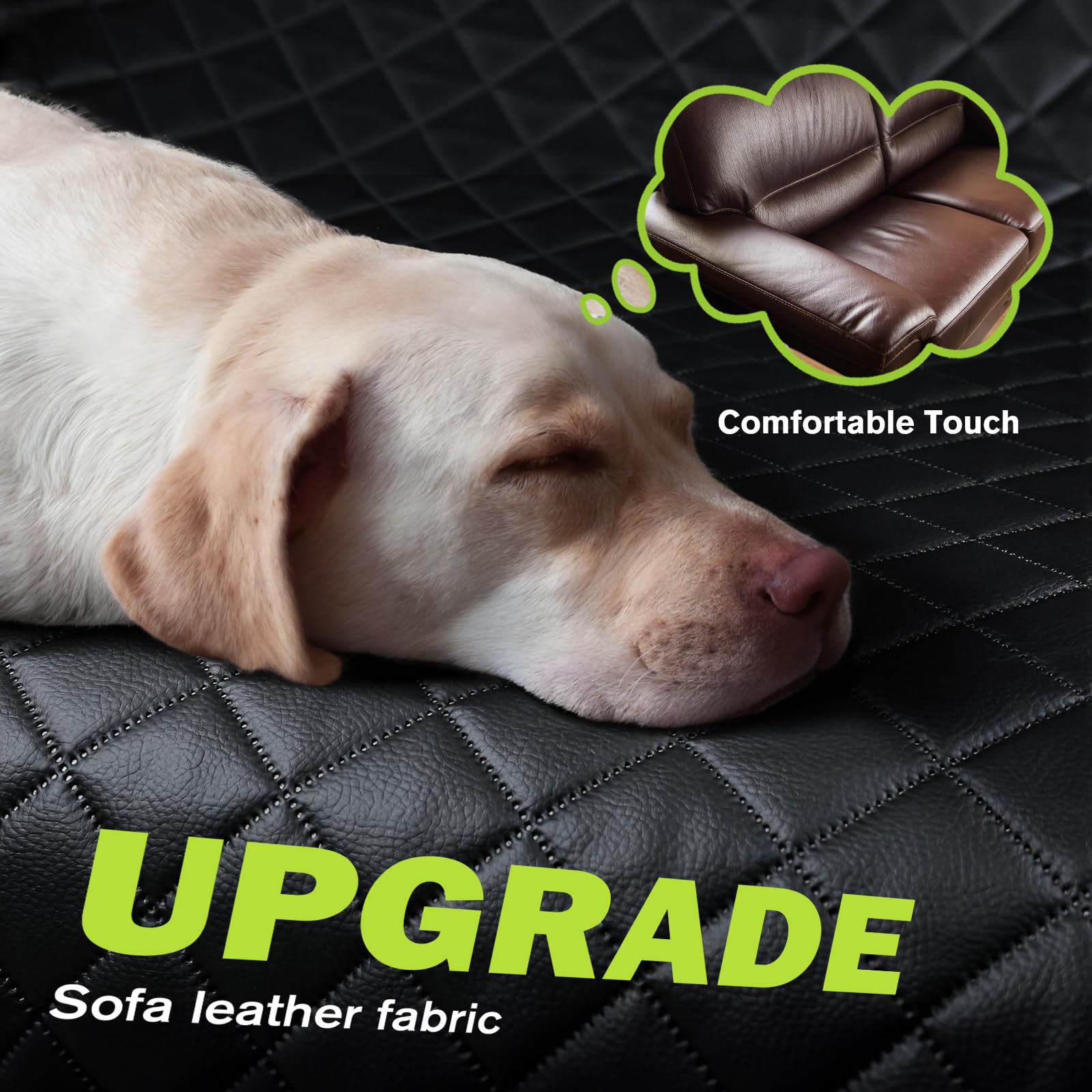 Pecute housse installée avec chien illustrant confort et espace sécurisé