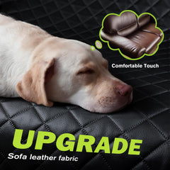 Pecute housse installée avec chien illustrant confort et espace sécurisé