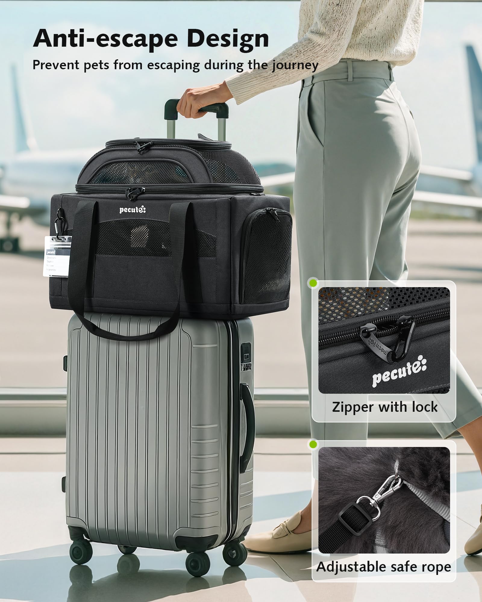 Pecute poche latérale ouverte pour stocker friandises et documents