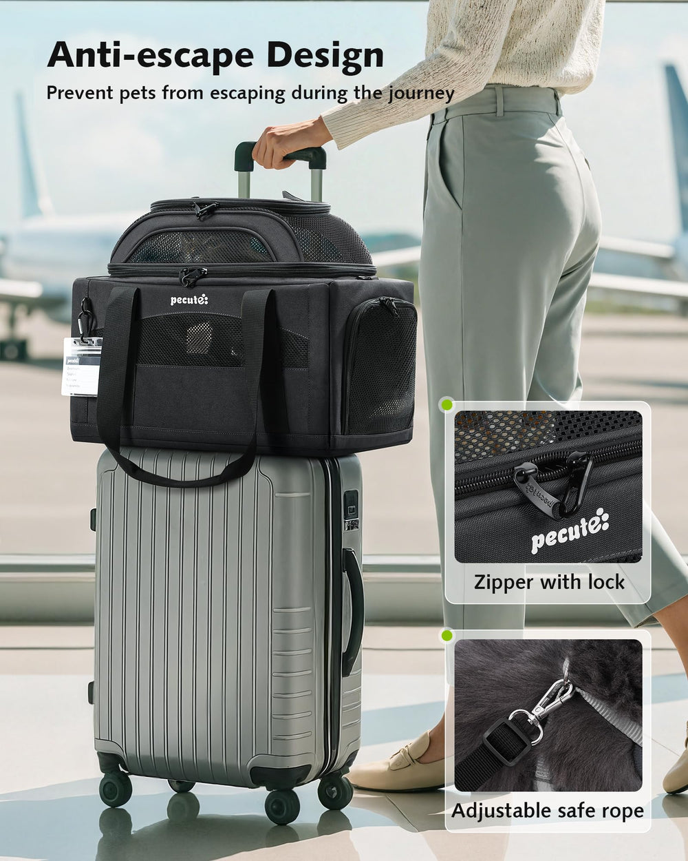 Pecute poche latérale ouverte pour stocker friandises et documents
