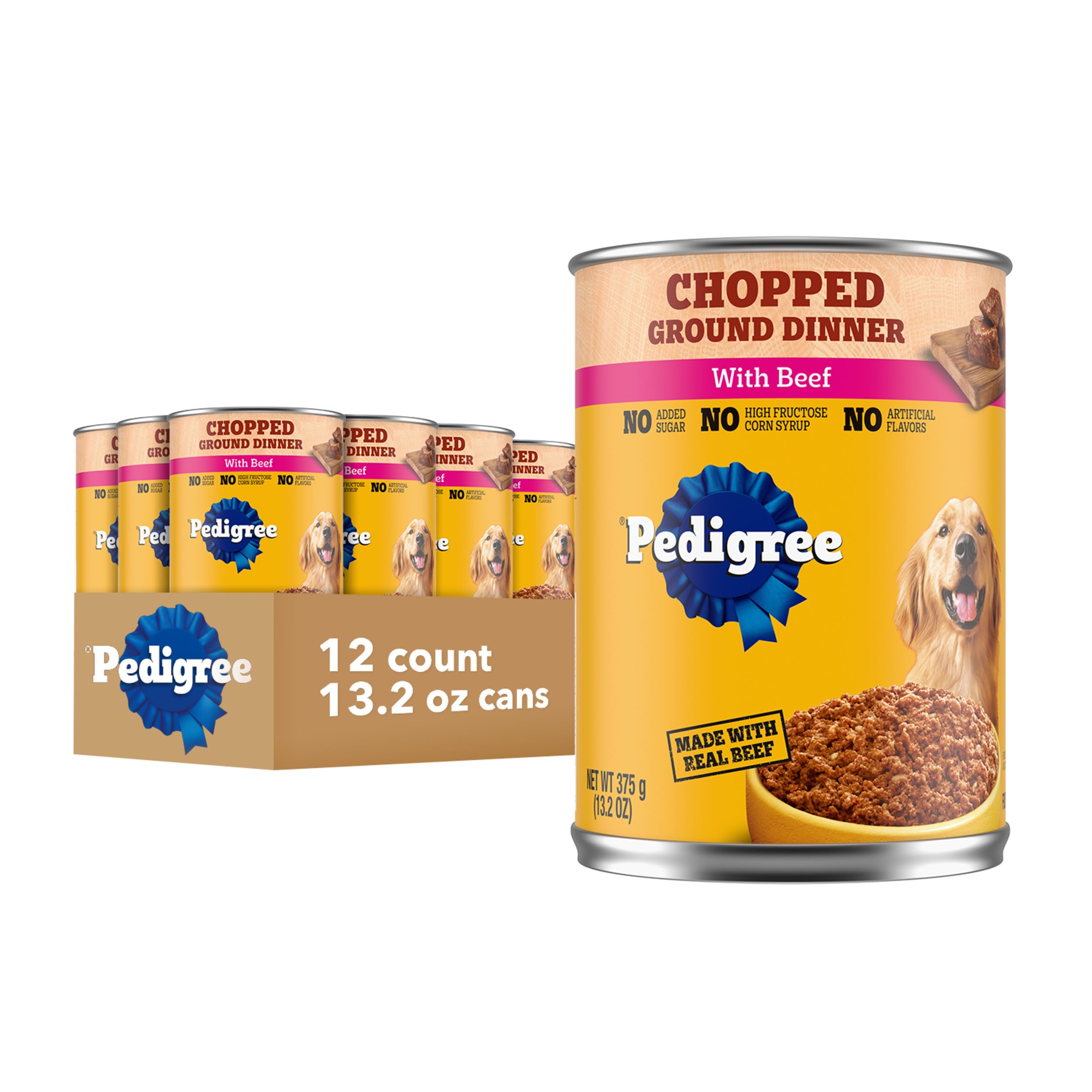 Pedigree boîte boeuf face visible montrant l'emballage et l'appétence