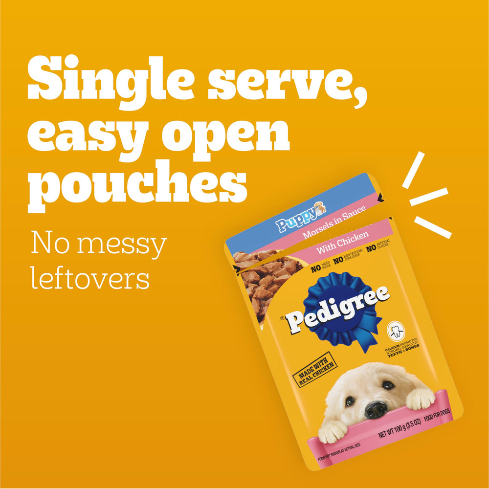 Pedigree comparaison taille sachet-main, portion individuelle pratique