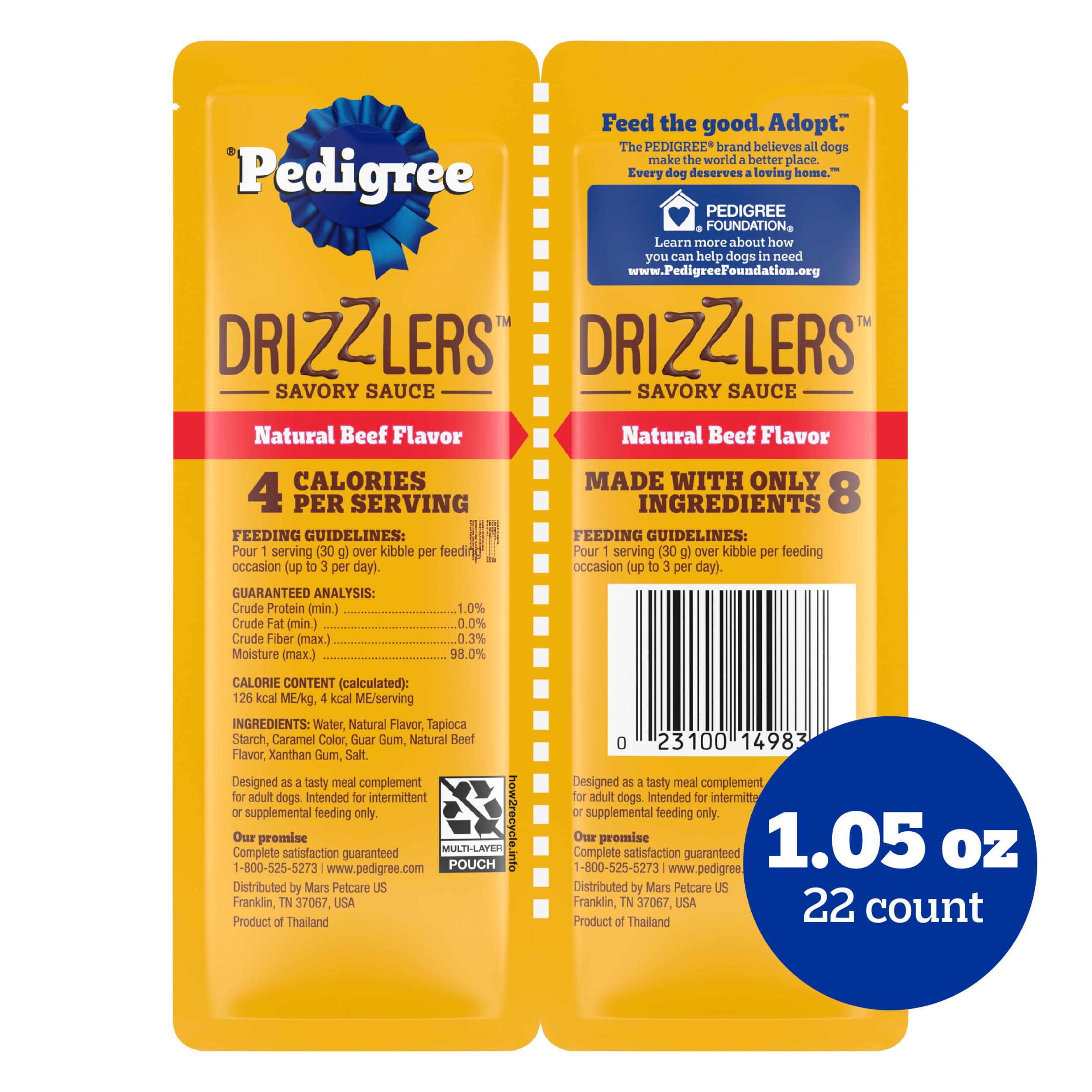Pedigree Drizzlers gros plan sur sauce brillante évoquant appétence