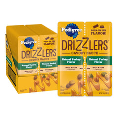 Pedigree Drizzlers emballage avant montrant le produit et l’arôme dinde