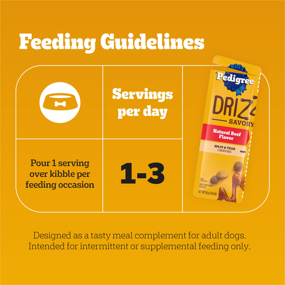 Pedigree Drizzlers nappé sur croquettes sèches qui restent croquantes