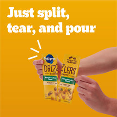 Gros plan texture de la sauce Pedigree Drizzlers montrant consistance légère