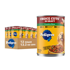 Pedigree emballage avant Choice Cuts montrant l'étiquette claire et appétence