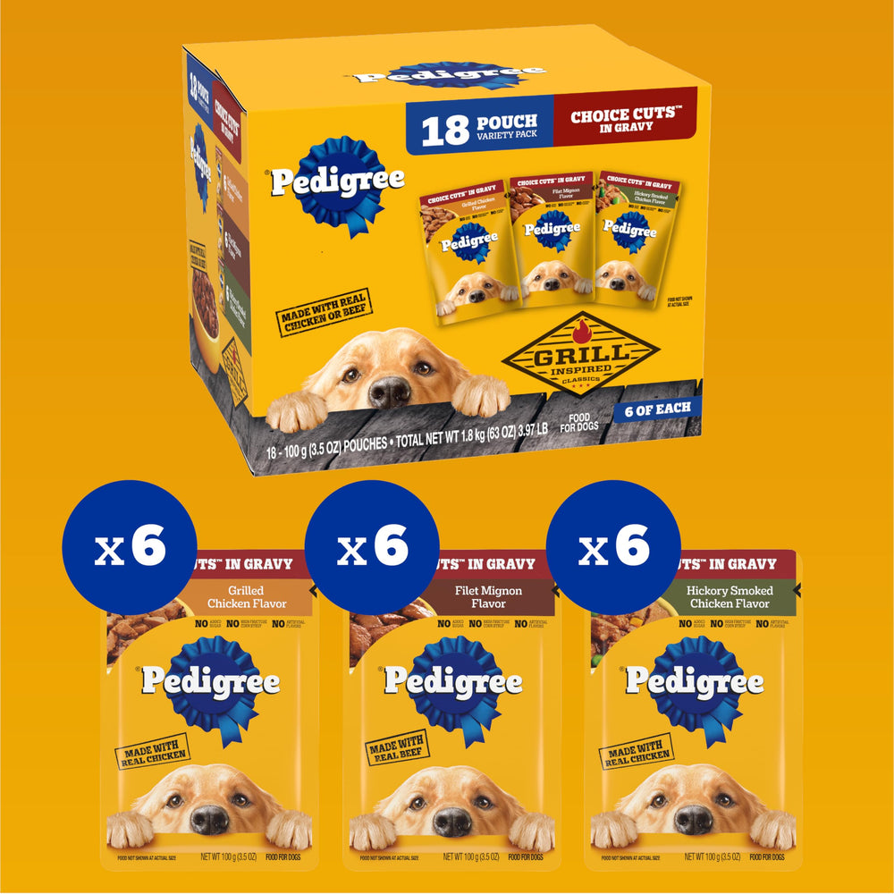 Pedigree gros plan sur morceaux tendres et sauce savoureuse