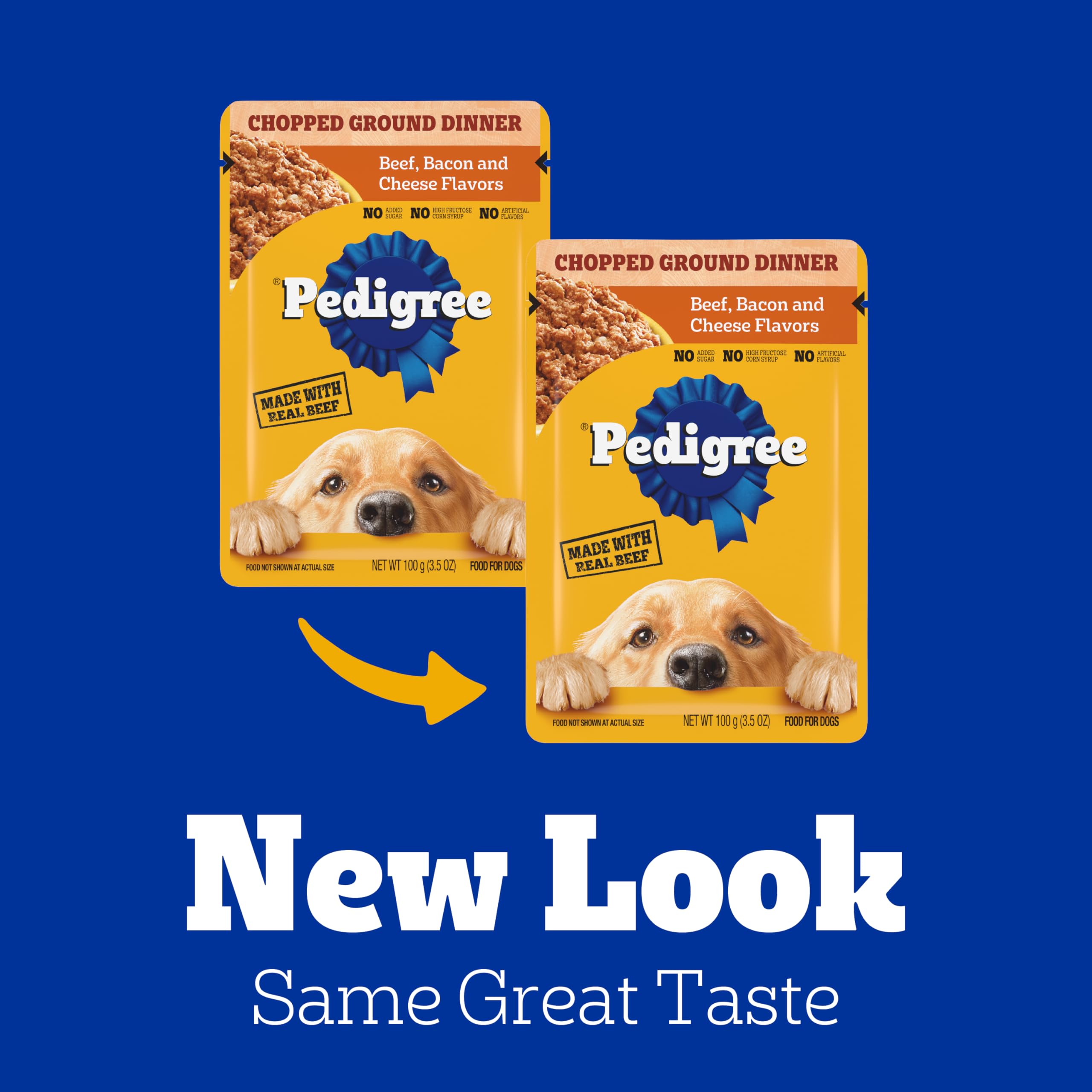Pedigree texture hachée gros plan, appétence et facilité de mastication