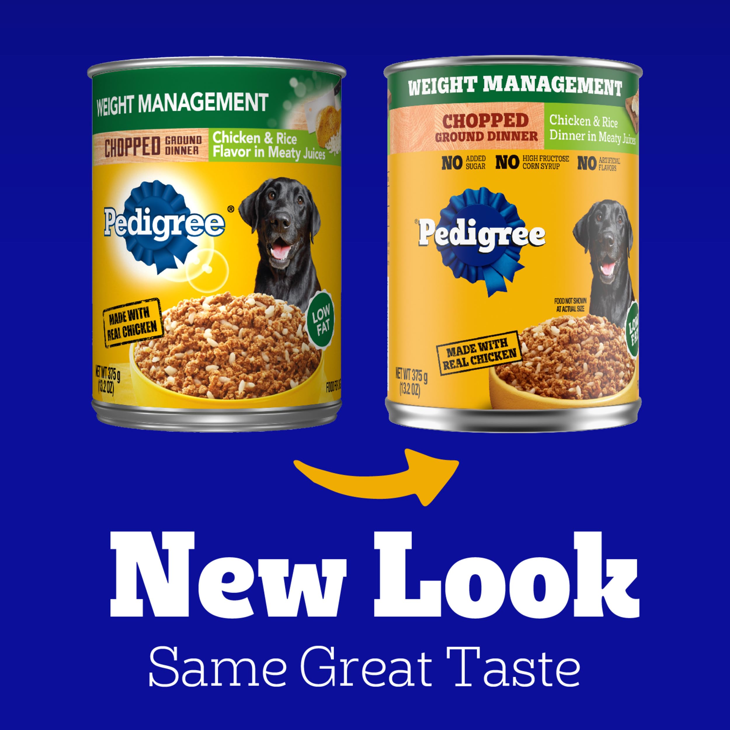 Pedigree texture juteuse mettant en valeur la faible teneur en gras et la saveur