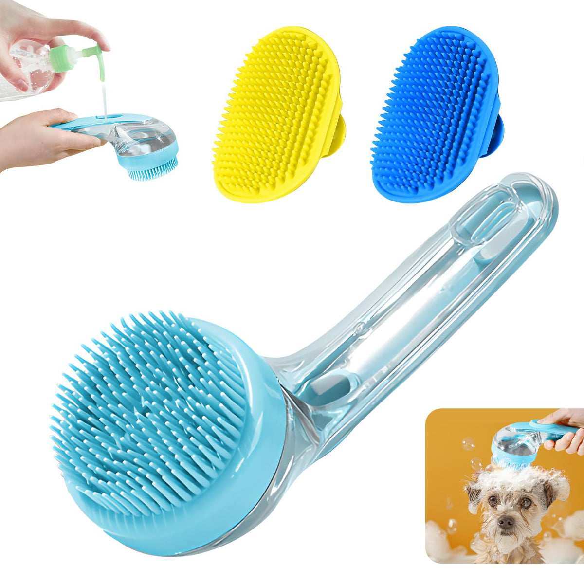 Peehss brosse distributeur face avant montrant distribution de shampooing efficace