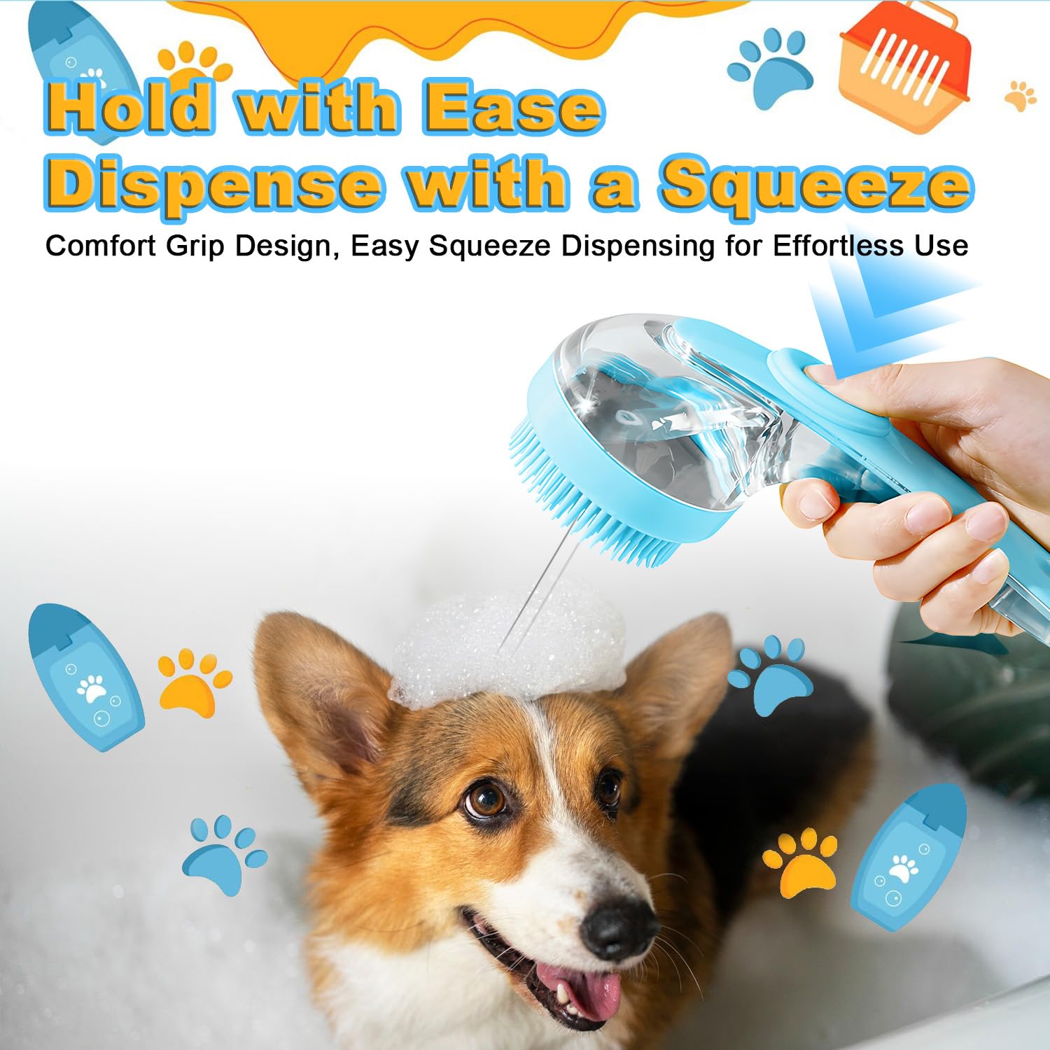 Peehss brosse en usage sur chien démontrant nettoyage facile et confort