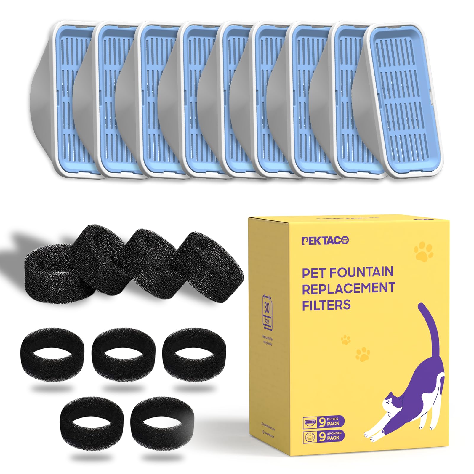 PEKTACO neuf filtres alignés pour stockage longue durée pratique