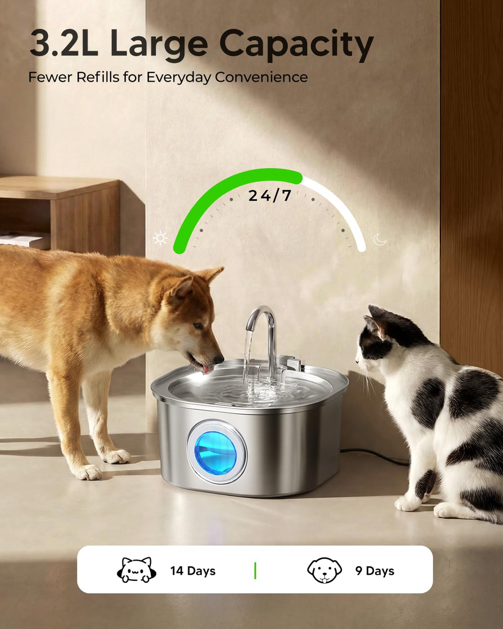 PEKTACO fenêtre niveau d'eau visible, vérification rapide de la réserve