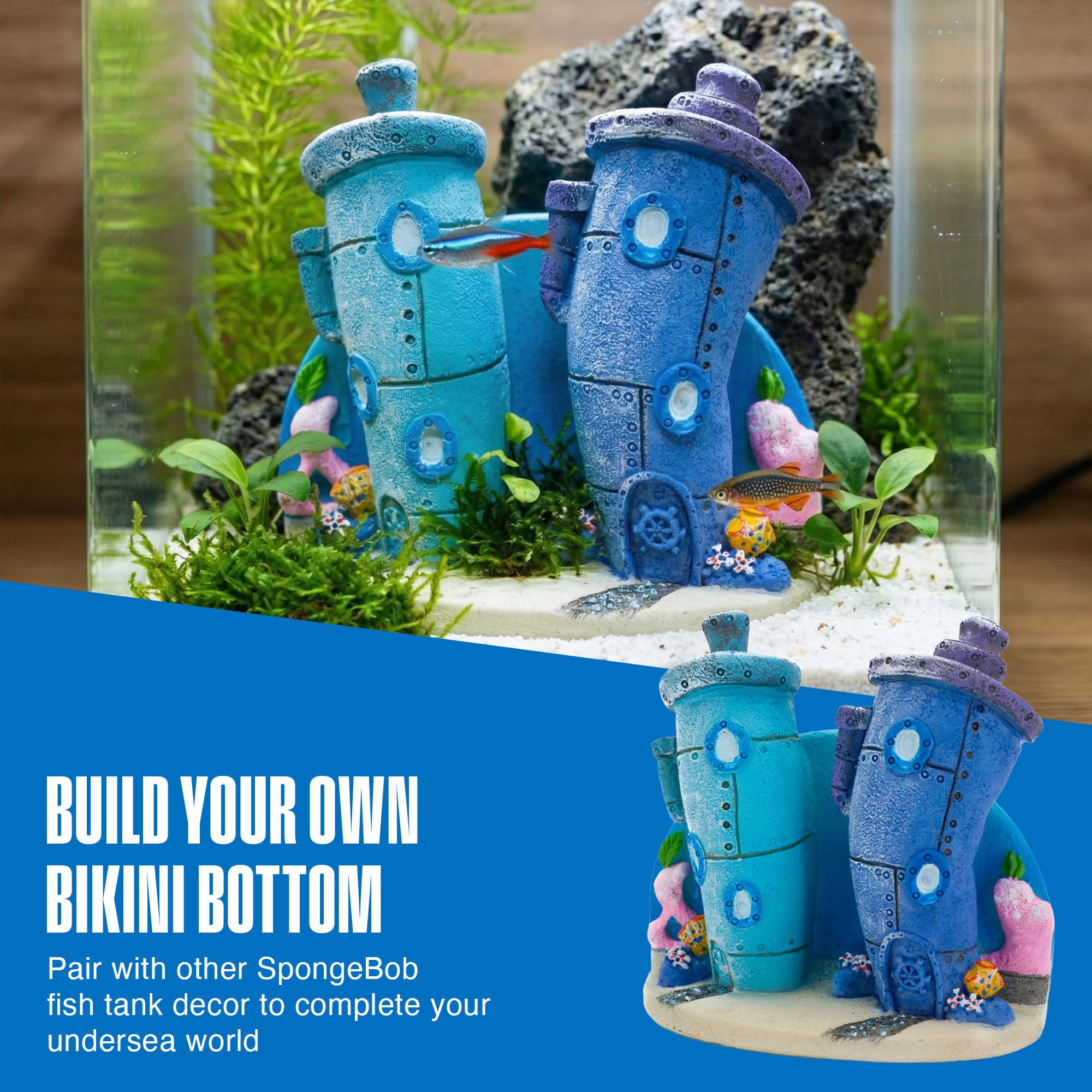 Penn-Plax - décor Bikini Bottom intégré dans un terrarium pour exposition ludique